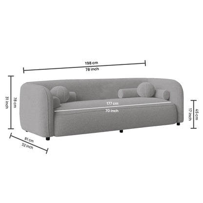 Modern Curved Frame 3-Seater Sofa with Accent Cushions
