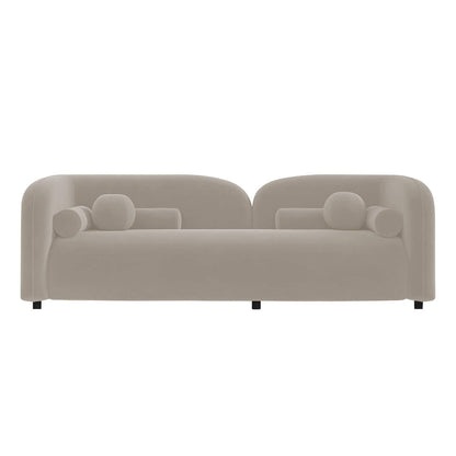 Modern Curved 3-Seater Sofa with Rounded Back & Bolster Cushions