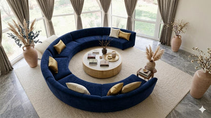 Luxury Curved Modular Sectional Sofa with Circular Seating Design