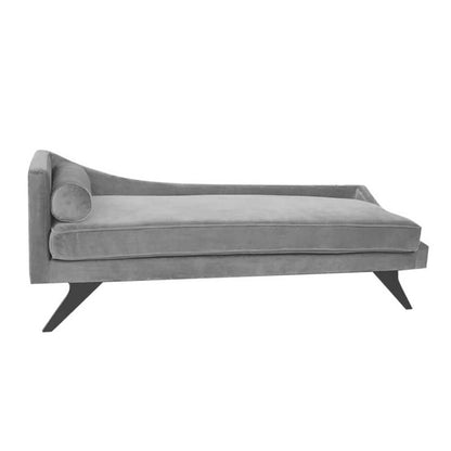 Modern Chaise Lounge Sofa with Bolster Pillow & Slanted Legs