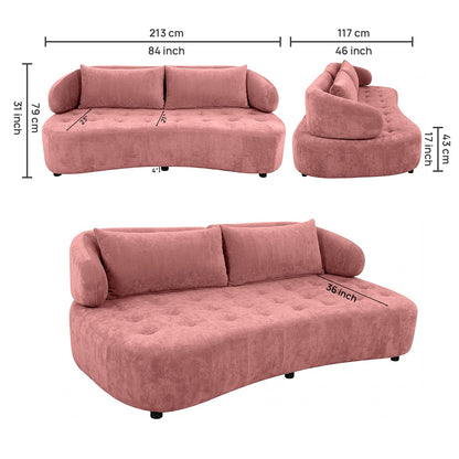 Modern 3 Seater Tufted Sofa | Fabric Upholstered Living Room Sofa