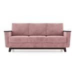 Modern 3 Seater Sofa | Mid-Century Upholstered Sofa with Wooden Arms- Shivora Crafts