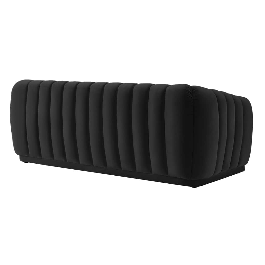 Modern Black 3 Seater Sofa | Channel Tufted Upholstered Sofa - Shivora Crafts