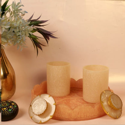 Resin Tray Round with Jaar – Handcrafted Decorative Serving Set