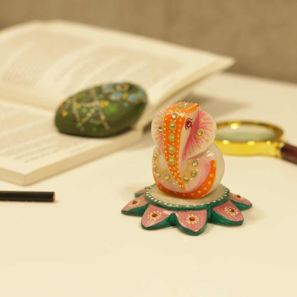 Marble Ganesh on Lotus