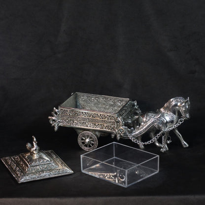 Metal Horse Cart — Handcrafted Decorative Showpiece