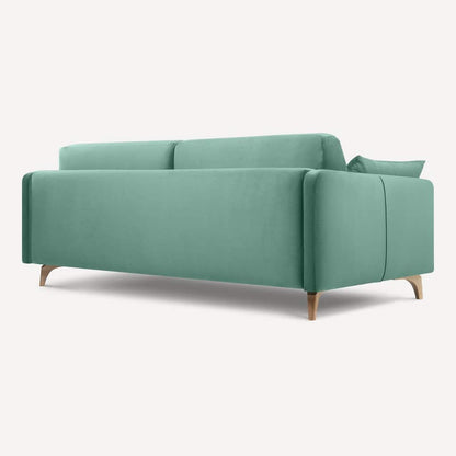 Modern 3-Seater Mint Green Upholstered Sofa with Wooden Legs - Shivora Crafts