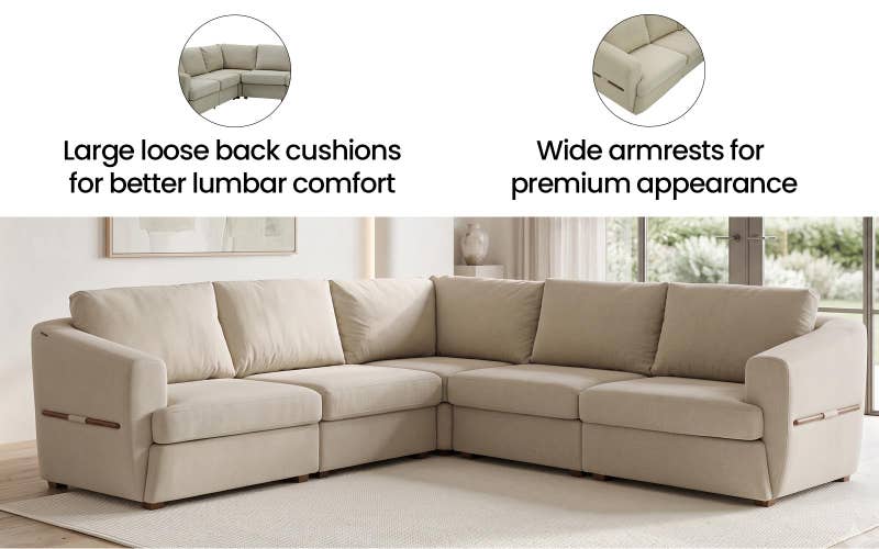 Modern L-Shaped Sectional Sofa with Corner Chaise
