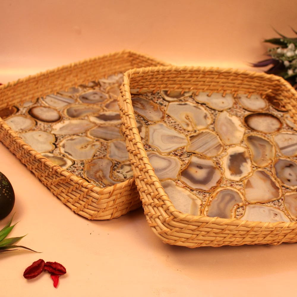 Handcrafted Printed Wooden Serving Tray – Decorative Multipurpose Serving Tray
