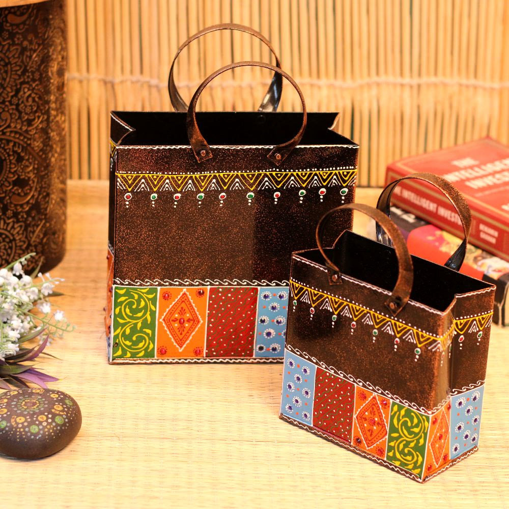 Iron Printed Planter Set Of 2