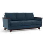 Modern 3 Seater Sofa | Mid-Century Upholstered Sofa with Wooden Arms- Shivora Crafts