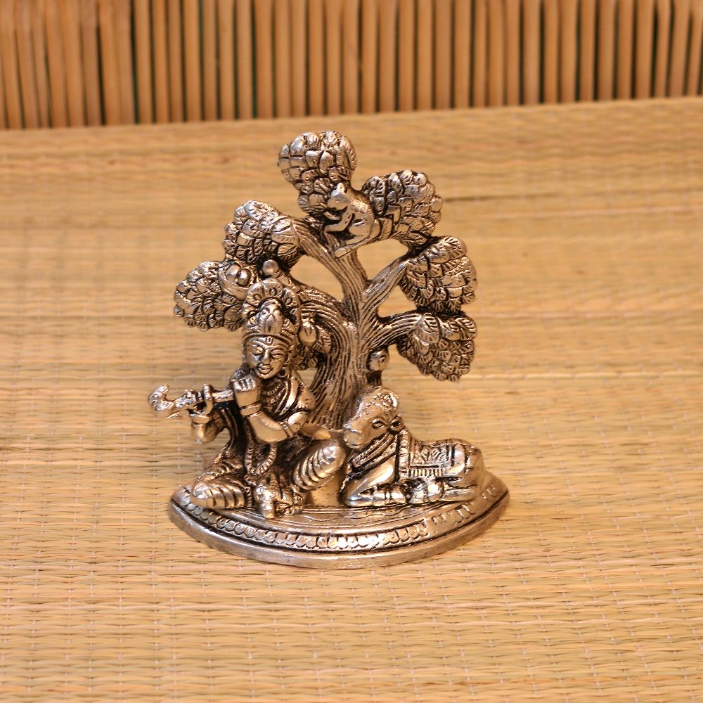 Handcrafted Metal Bal Gopal Tree Showpiece – Decorative Krishna Tree for Home Temple & Spiritual Décor