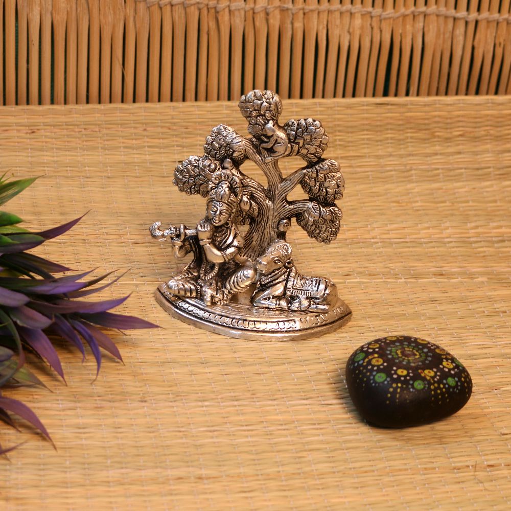 Handcrafted Metal Bal Gopal Tree Showpiece – Decorative Krishna Tree for Home Temple & Spiritual Décor