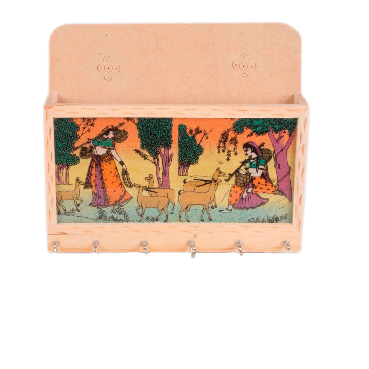 Wooden Gemstone Painted Letter Holder.