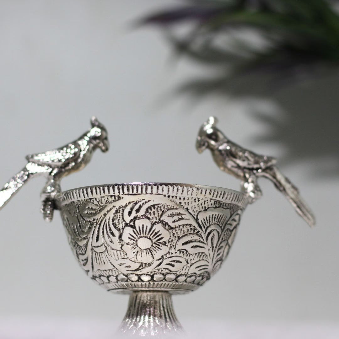 Metal Parrot Bowl — Handcrafted Decorative Serving Bowl