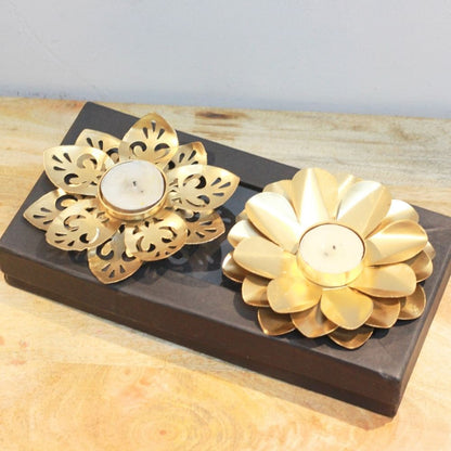 Iron Flower T-Light Holder Set of 2 With Gift Box