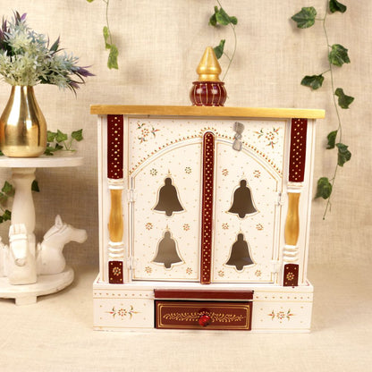 MANDIR DOOR GANTI WALA WHITE COLOUR 9X18X18
