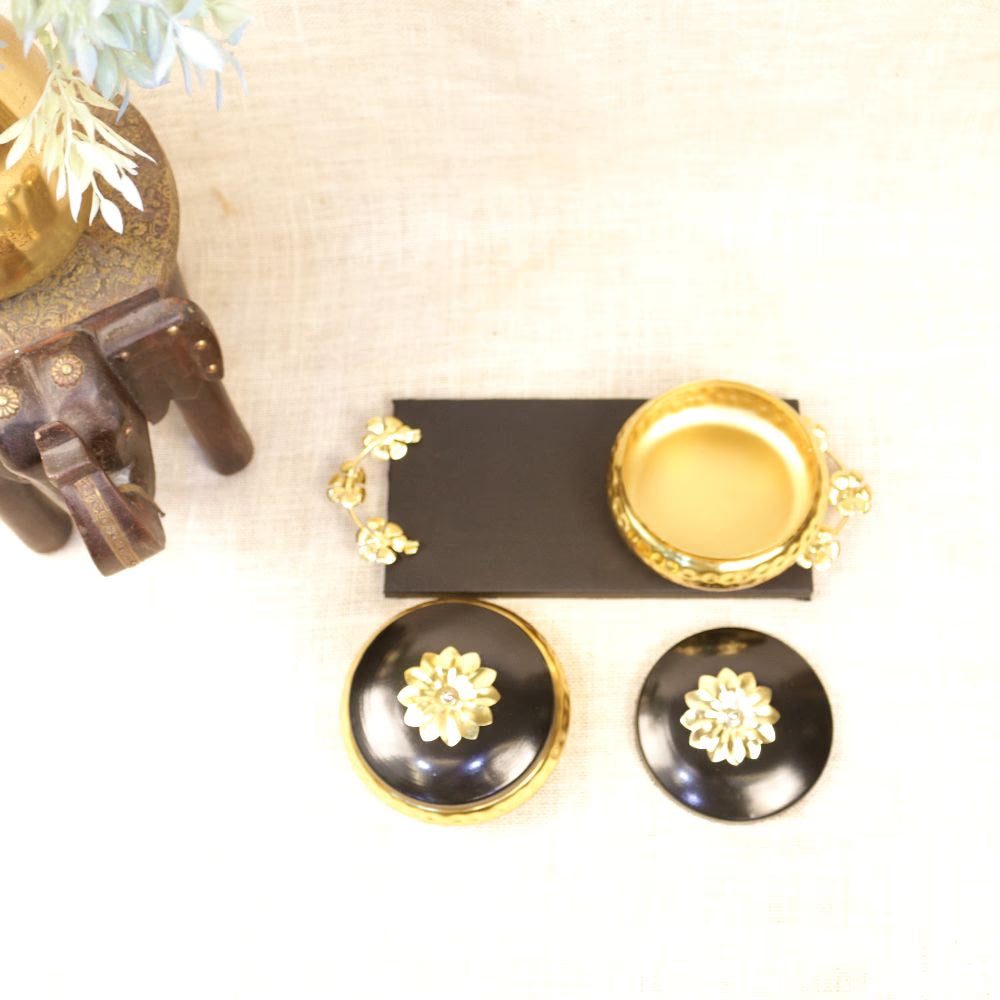 Black Tray Set – Handcrafted Decorative Serving Set