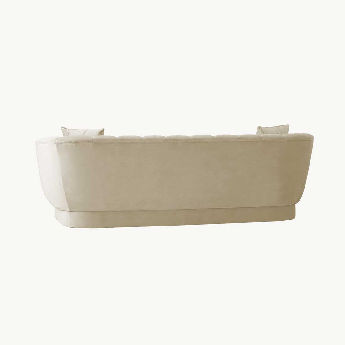 Modern Channel Tufted Sofa with Curved Arms & Accent Pillows