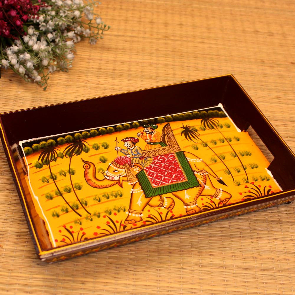Wooden Elephant Printed Tray 12x8