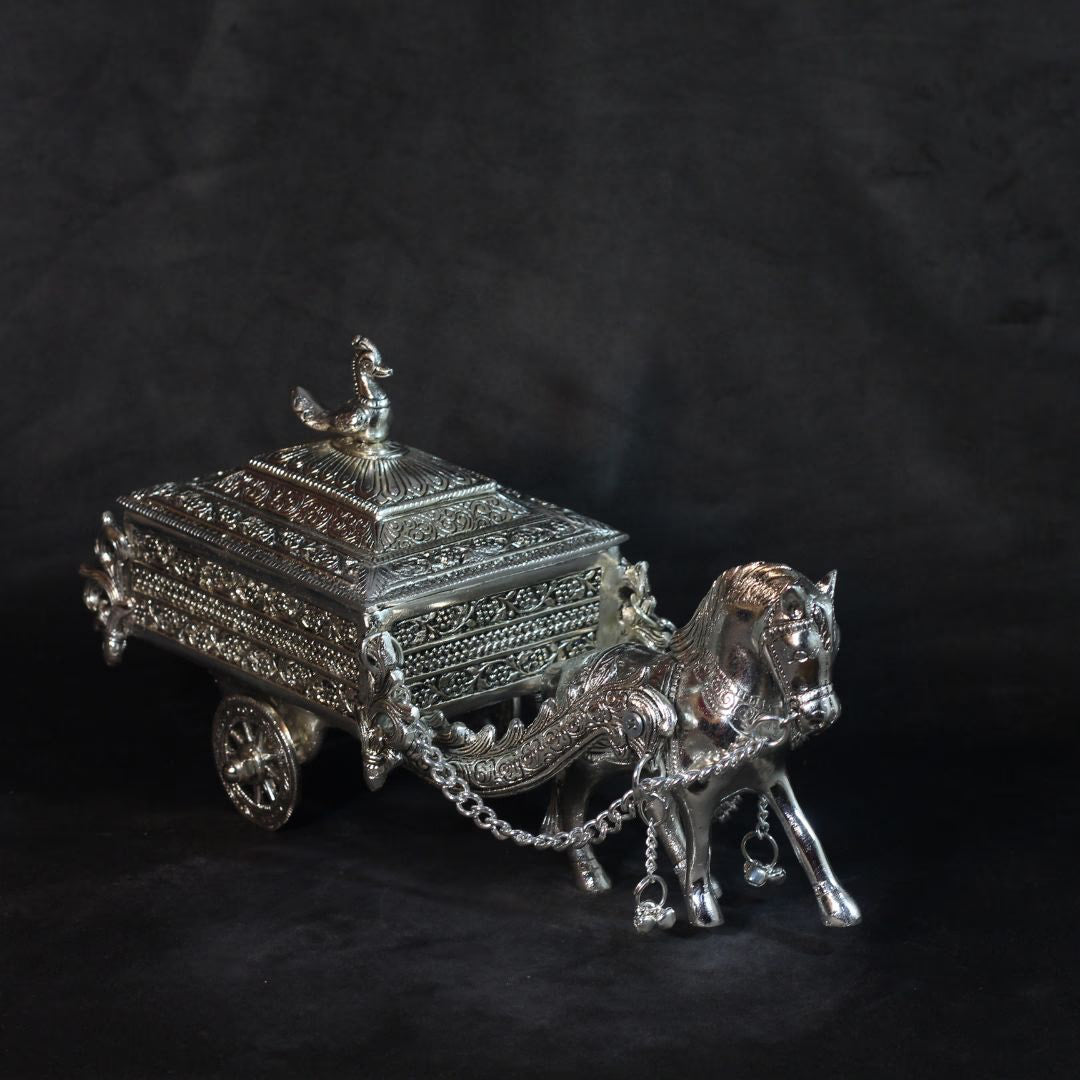 Metal Horse Cart — Handcrafted Decorative Showpiece