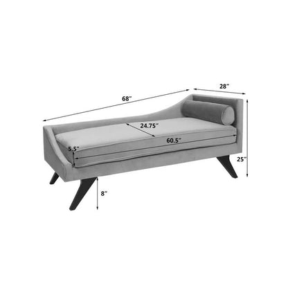 Modern Chaise Lounge Sofa with Bolster Pillow & Slanted Legs
