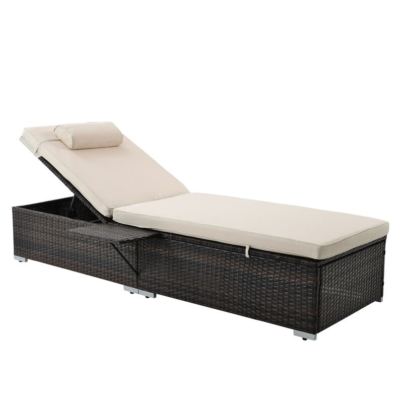 Outdoor Chaise Lounge Set with Adjustable Backrest & Side Tables