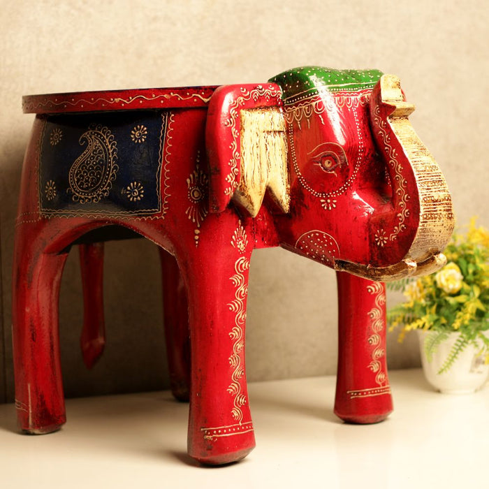 15' Wooden Colorful Elephant Stool