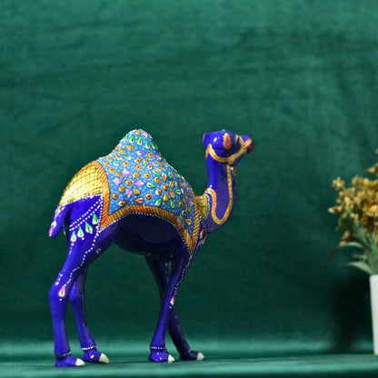 Metal Meenakari Camel Figurine 8" — Handcrafted Enamel Art Showpiece