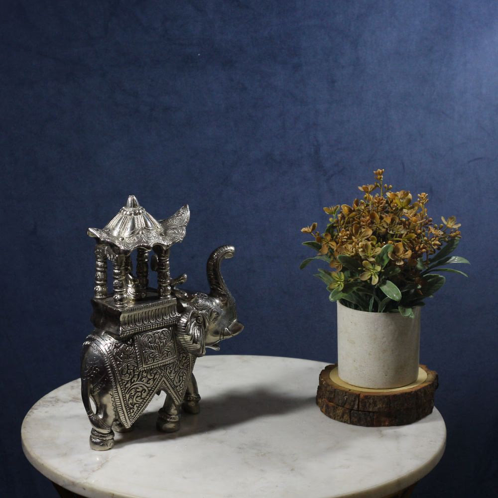 Metal Ambabari Elephant — Handcrafted Royal Procession Figurine