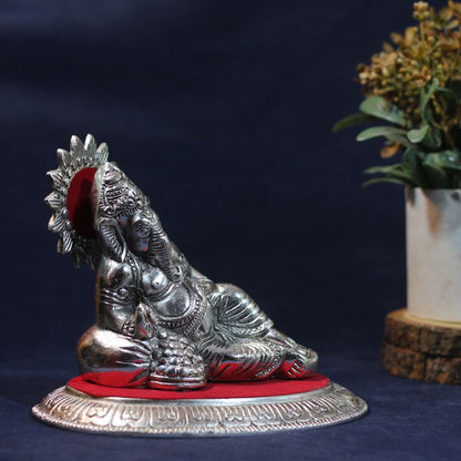 Metal Lete Ganesh — Handcrafted Reclining Ganesha Figurine