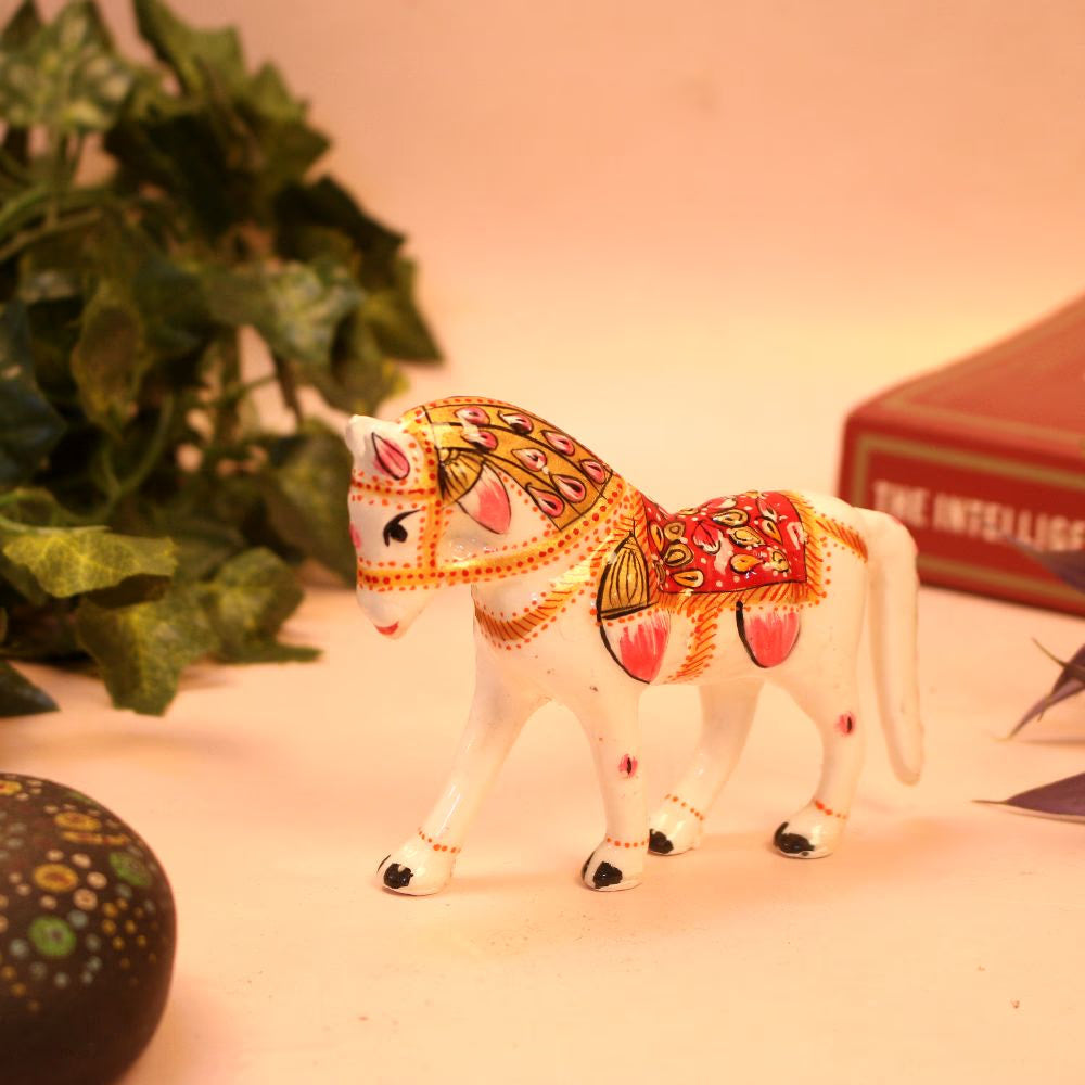 Metal Small Printed Horse 4 Inch