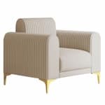 Modern Channel-Tufted Accent Chair with Curved Arms & Metal Legs