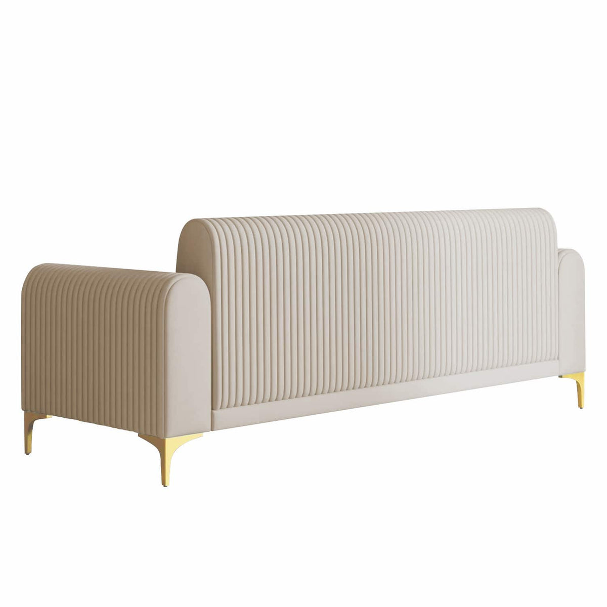 Modern 3-Seater Sofa with Channel-Tufted Back & Metal Legs