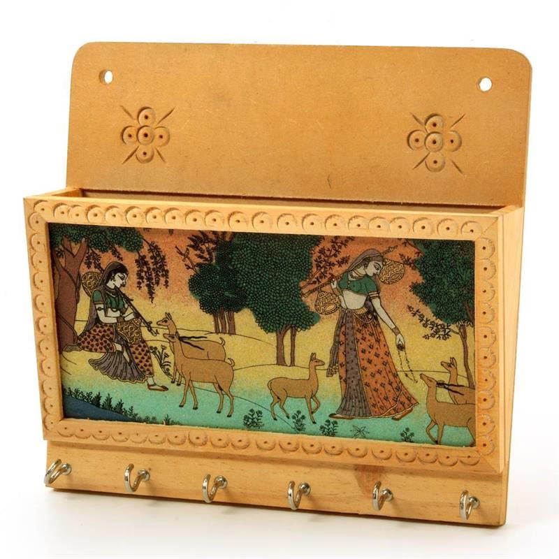 Wooden Gemstone Painted Letter Holder.