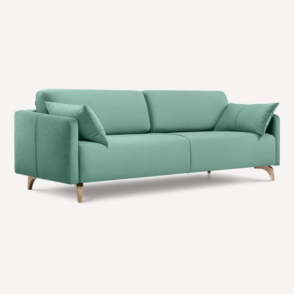 Modern 3-Seater Mint Green Upholstered Sofa with Wooden Legs - Shivora Crafts