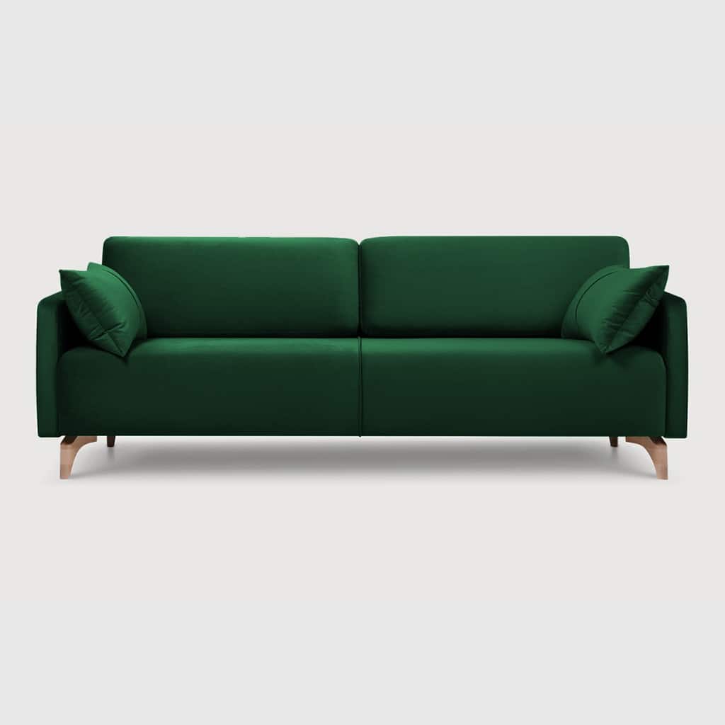 Modern Roma Fabric Green 3 Seater Sofa