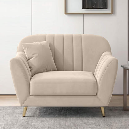 Modern Upholstered Accent Chair with Channel Tufted Back & Curved Arms