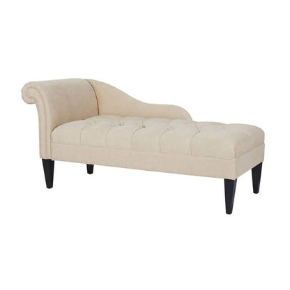 Elegant Tufted Chaise Lounge with Rolled Backrest & Tapered Legs