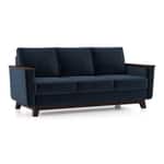 Modern 3 Seater Sofa | Mid-Century Upholstered Sofa with Wooden Arms- Shivora Crafts