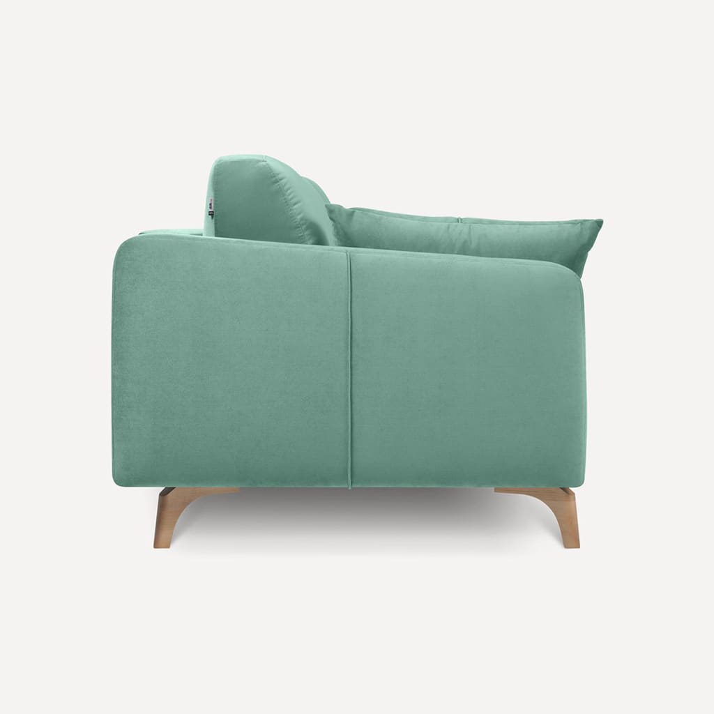 Modern 3-Seater Mint Green Upholstered Sofa with Wooden Legs - Shivora Crafts